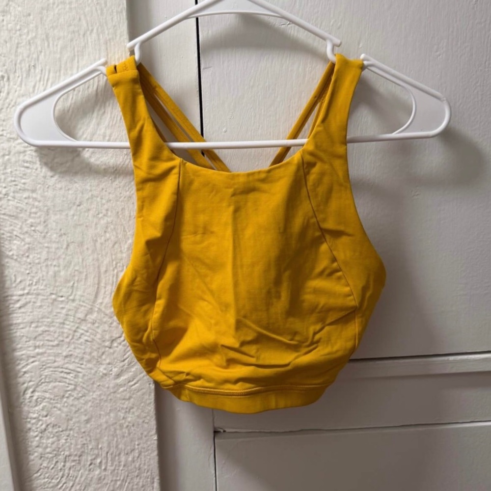 lululemon athletica Mustard Yellow Crop Tank , sports bra Size 6 Great condit